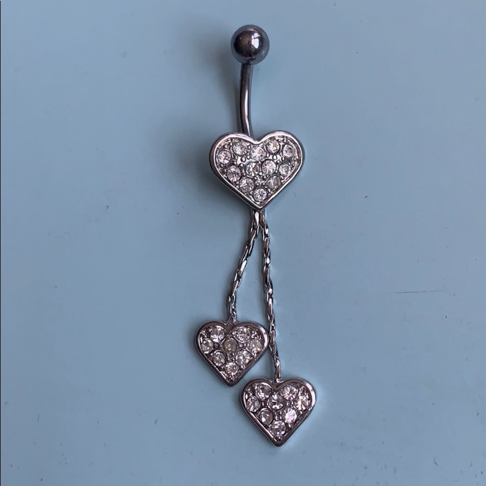 Piercing Pagoda Dangly Hearts Belly Button Ring